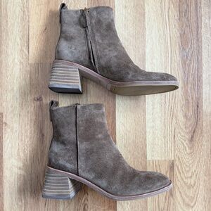 Tory Burch River Rock Suede Block Heel Booties